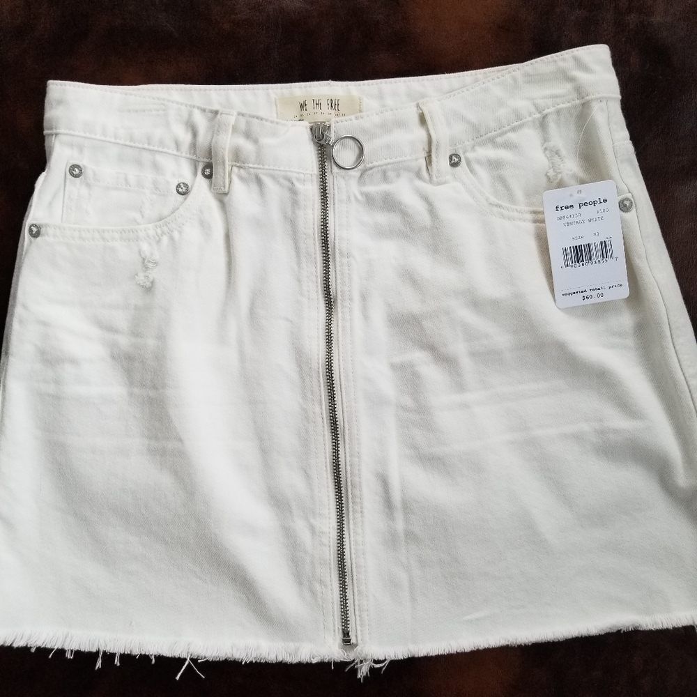 Free People Full Zip Denim Skirt